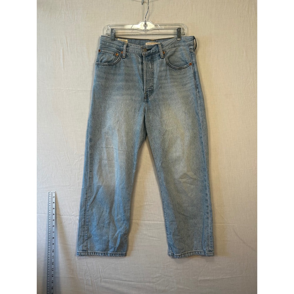 Levis Premium Ribcage Straight Ankle Jeans Light Wash Blue High Rise Size 30